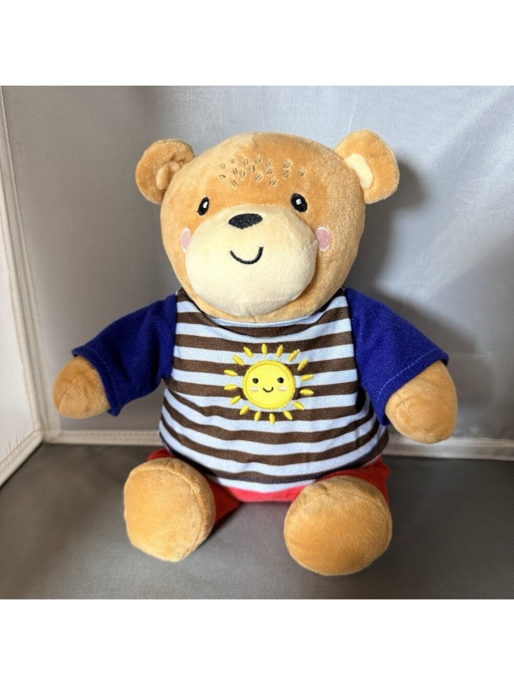 Burton + Burton Plush Brown Teddy Bear in Striped Sunshine T-Shirt